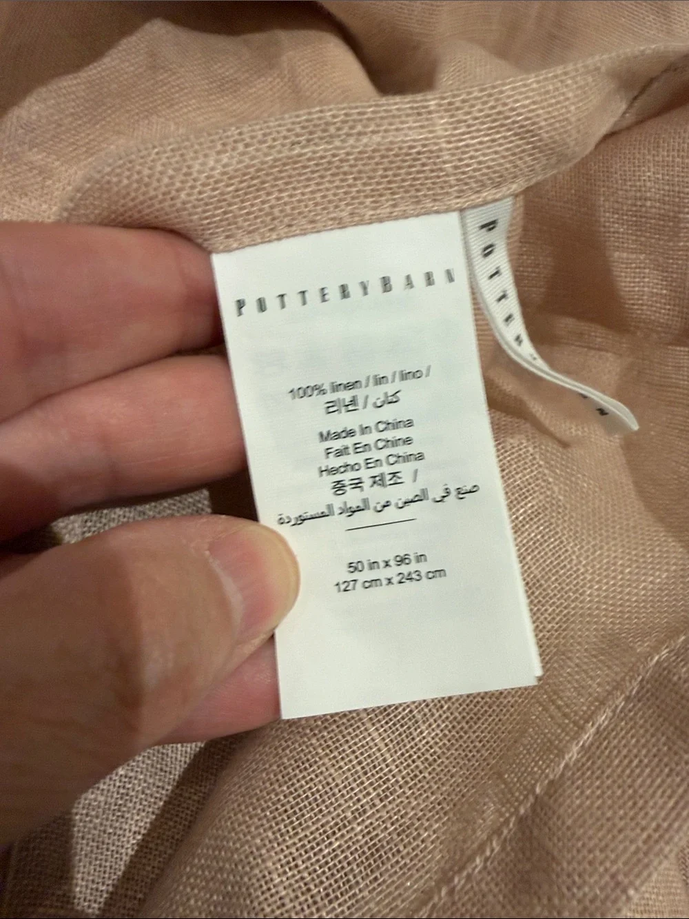 Pottery Barn Emery Blush Linen Curtain Panel Pair 50”x 96”